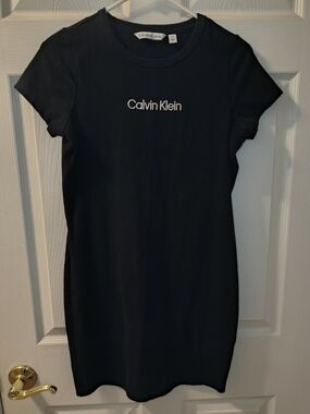 Calvin Klein Small Black Tee Logo Mini Dress